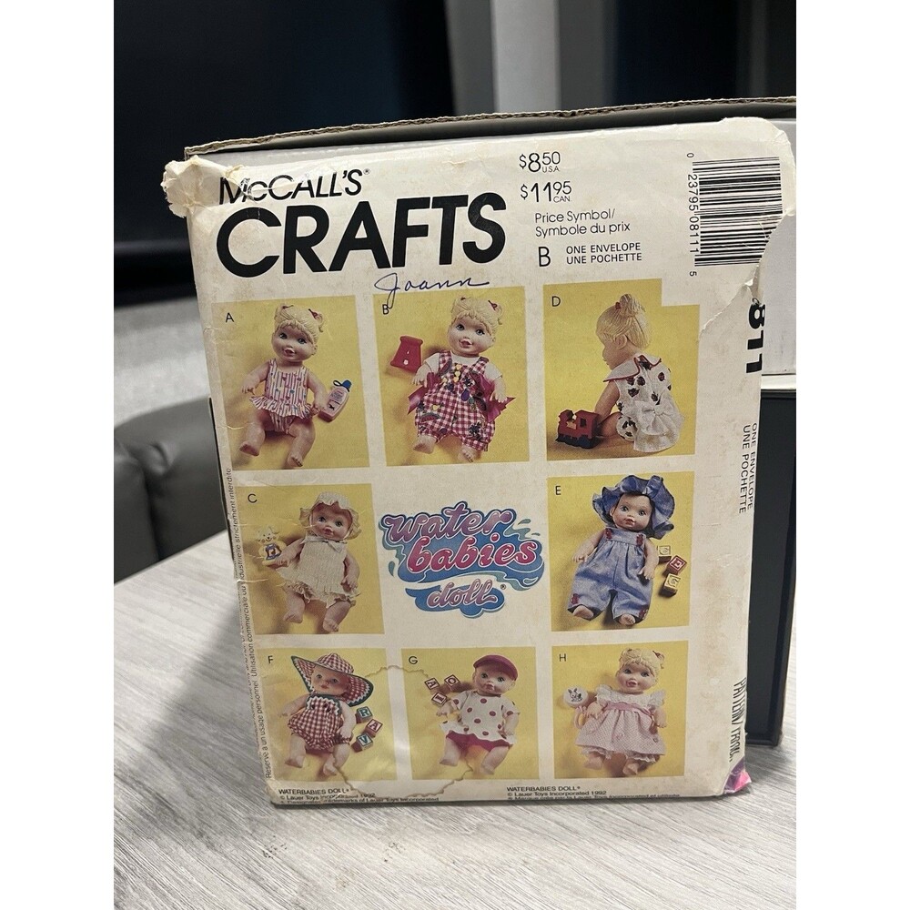 Water Babies  Doll Clothing 811 McCalls Sewing Pattern VTG Dress Bonnet